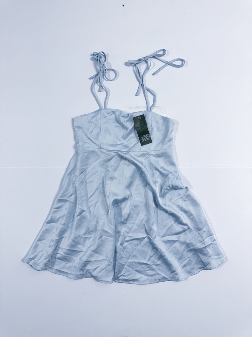wild fable Light Blue Satin Mini Dress with Tie Straps